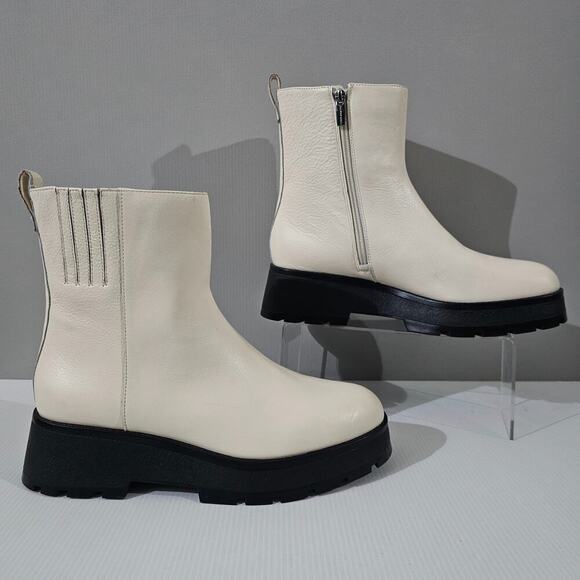 NEW Vince Camuto Neframes Ankle Boot Women 10 Cream Leather Chunky Sole Platform - Picture 3 of 16